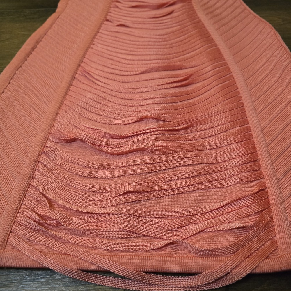 Stretta Bandage Bodycon Mini Dress M Pink‎ Salmon Peach Party Clubwear Y2K - Picture 4 of 13